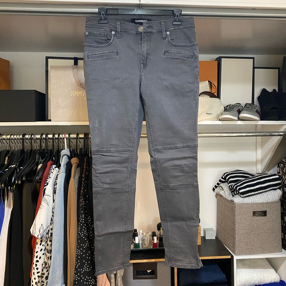 Dark Grey Express Moto Mid Rise Ankle Jean Size 6R